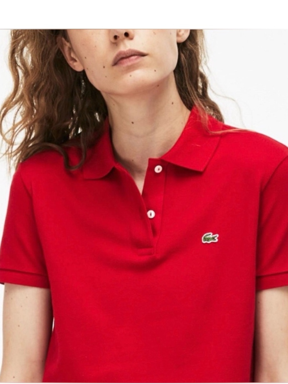 Lacoste Womens Regular Fit Supple Petit Piqué Polo Size 38/M Red Made in Peru